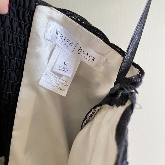 White House‎ Black Market Black Strapless Scalloped Lace Hem Fit and Flar… - Picture 3 of 7